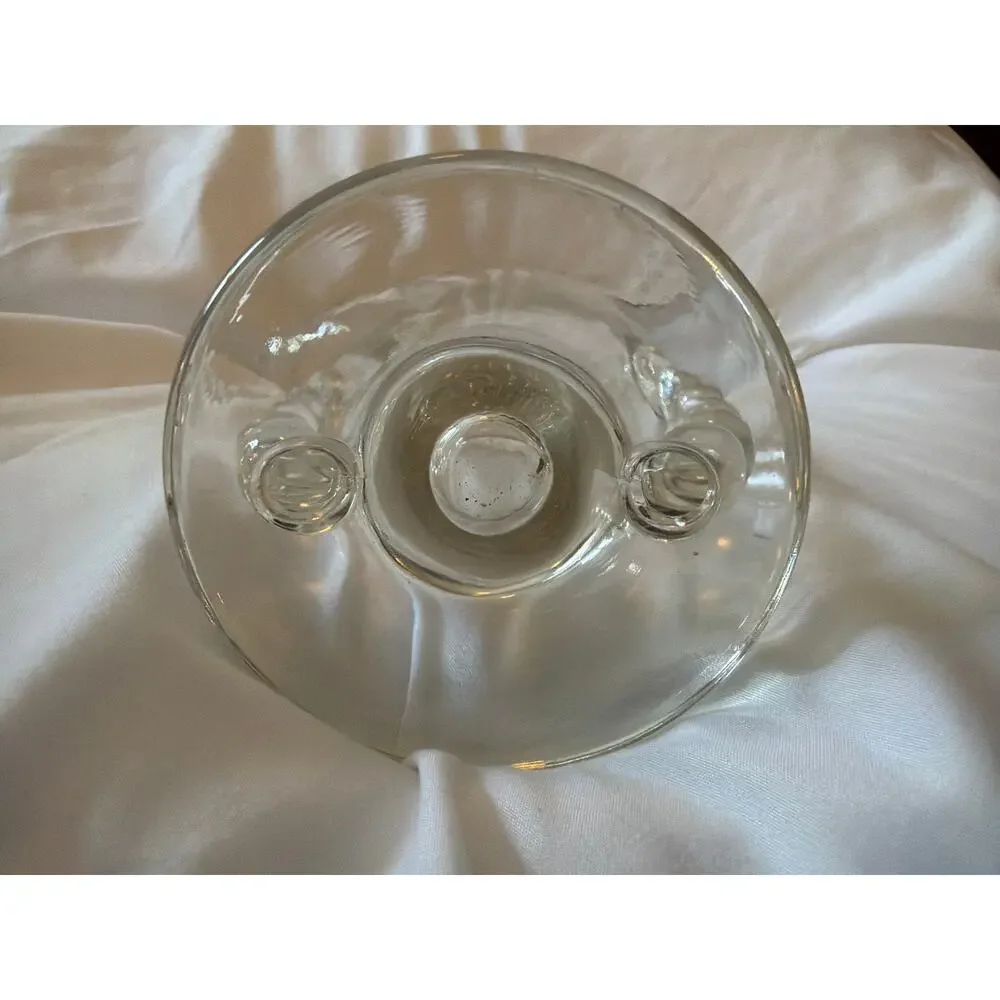 Vintage Imperial Glass Candlewick Fan Vase Beaded Rim Loop Handles Clear Glass
